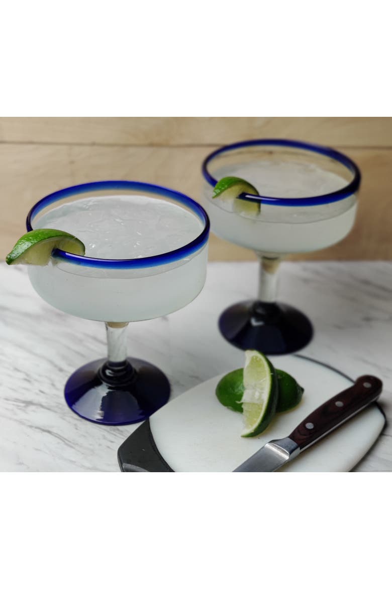 Rim Margarita Glasses - Set of 4, Alternate, color, Cobalt Rim