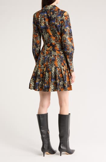 Laney Long Sleeve Pleated Shirtdress