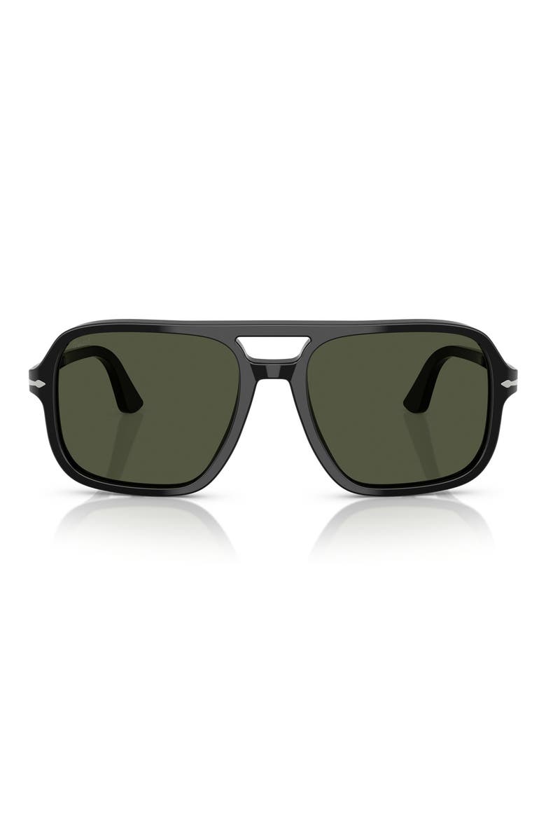 58mm Pilot Sunglasses, Main, color, BLACK/ GREEN