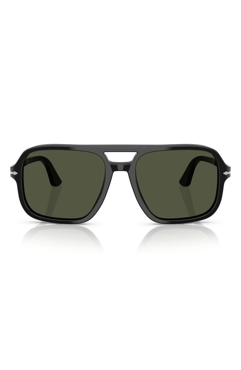 Persol 58mm Pilot Sunglasses, Main, color, Black/ Green