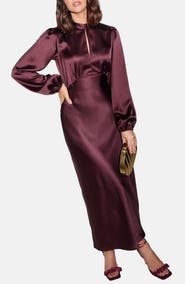 Friends Like These Cutout Long Sleeve Satin Midi Dress
