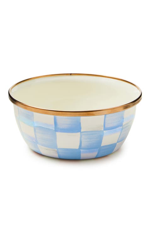 Sky Check Enameled Steel Pinch Bowl