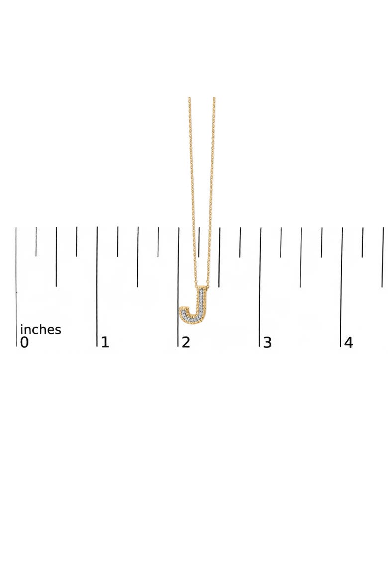 Yellow Gold Vermeil Diamond Accent "A-Z" Initial Bubble Pendant Necklace, Alternate, color, J