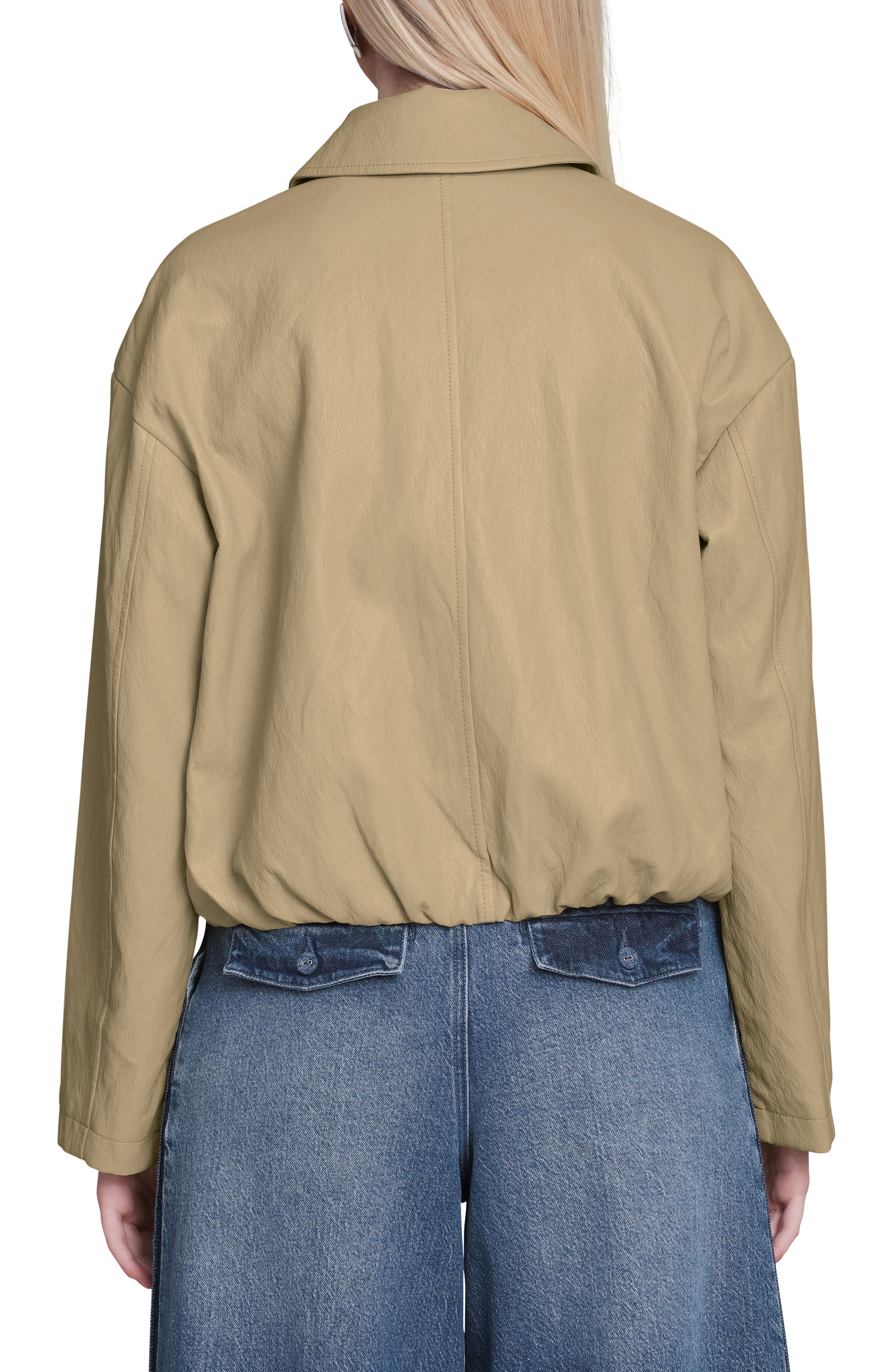 Faux-Ever Leather Minimalist Bomber Jacket - image 2
