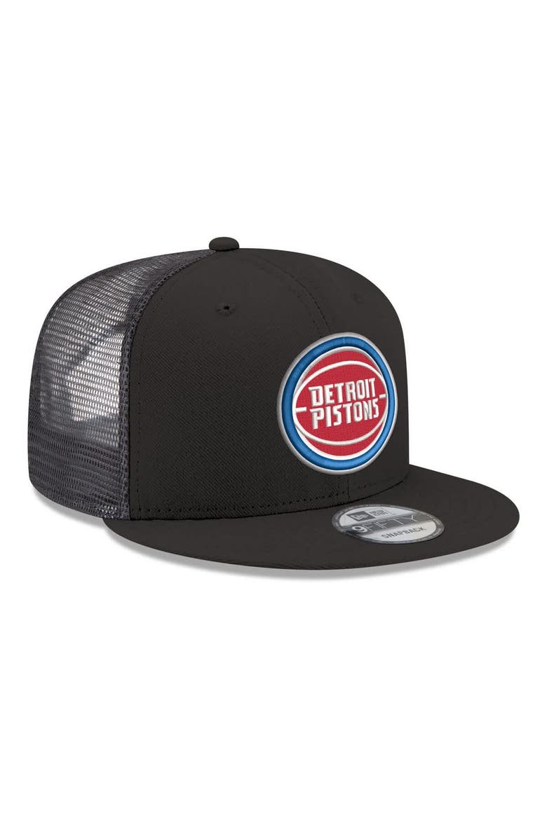 Men's New Era Black Detroit Pistons Core Logo Meshback 9FIFTY Snapback Hat, Alternate, color, Black