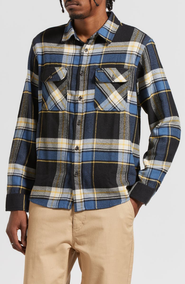 Brixton Bowery Standard Fit Plaid Flannel Button-Up Shirt, Main, color, 