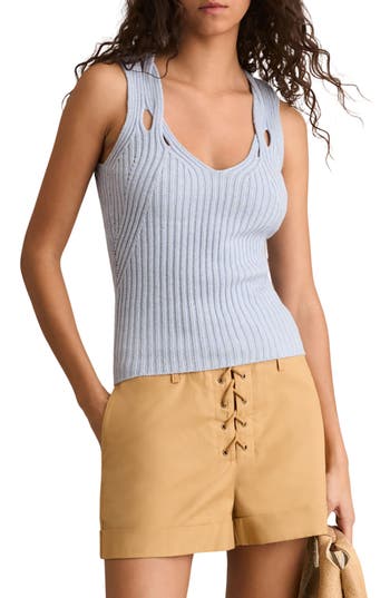 Reiss Alethia Cutout Rib Tank In Blue