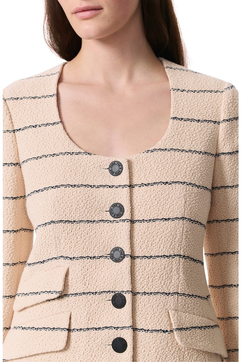 Roslyn Stripe Cotton Jacket, Alternate, color, CREAM