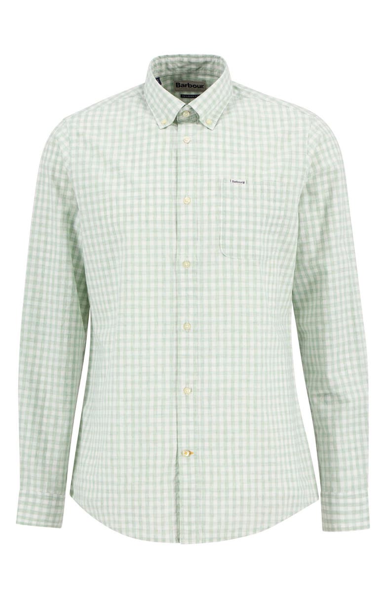 Barbour Kanehill Tailored Fit Gingham Button-Down Shirt, Alternate, color, Sea Green