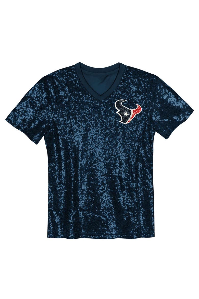 Girls Youth C.J. Stroud Navy Houston Texans Sequin V-Neck Fashion Jersey, Alternate, color, Navy