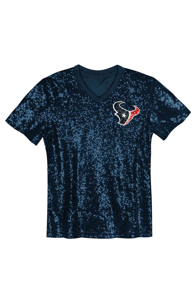 Outerstuff Girls Youth C.J. Stroud Navy Houston Texans Sequin V-Neck Fashion Jersey, Alternate, color, Navy