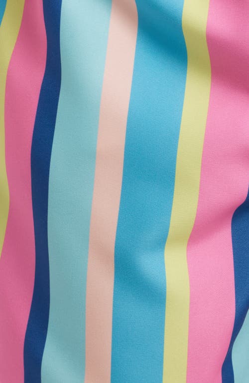 Boardies Cake Stripe Mid Length Swim Trunks In Blue/pink