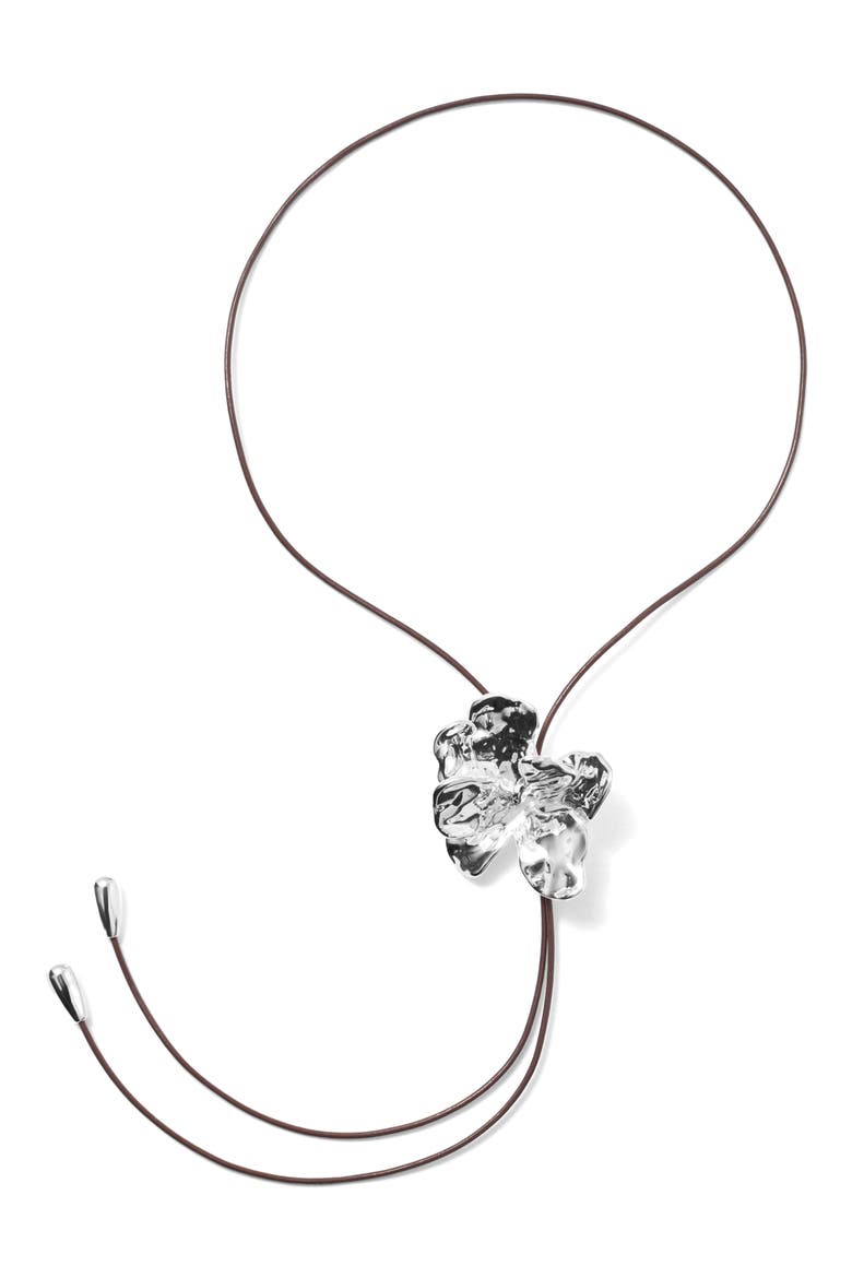 Flower Bolo Necklace, Alternate, color, METAL LIGHT