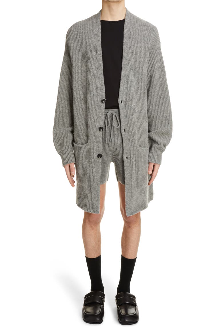 Timo Rib Oversize Alpaca & Wool Blend Cardigan, Alternate, color, GREY