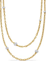 David Yurman DY Madison® Pavé© Bead Station Necklace in 18K Yellow Gold with Diamonds, 3mm