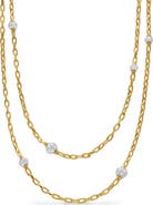David Yurman DY Madison® Pavé© Bead Station Necklace in 18K Yellow Gold with Diamonds, 3mm