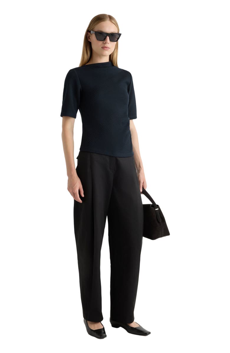Modern Citizen Pauline Ribbed Asymmetric Neck Top, Main, color, Navy
