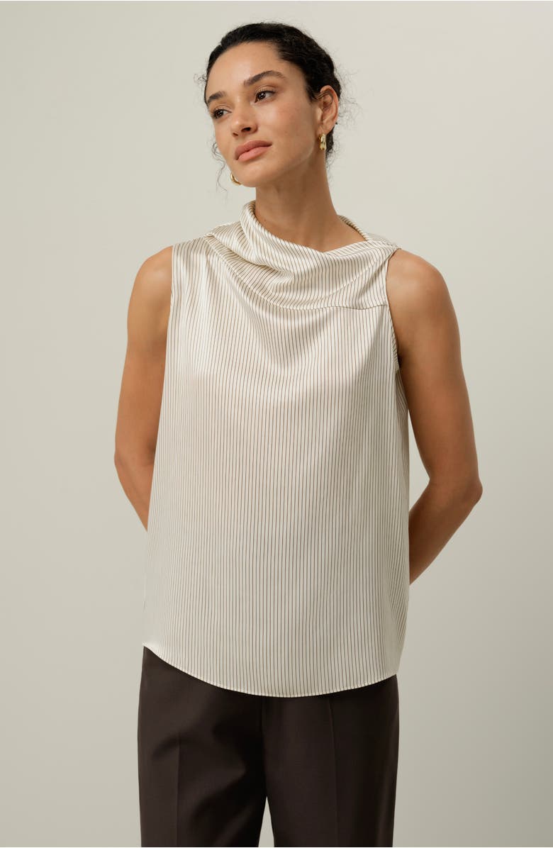 Lilysilk Asymmetric Silk Charmeuse Sleeveless Top, Alternate, color, Drifted Mocha