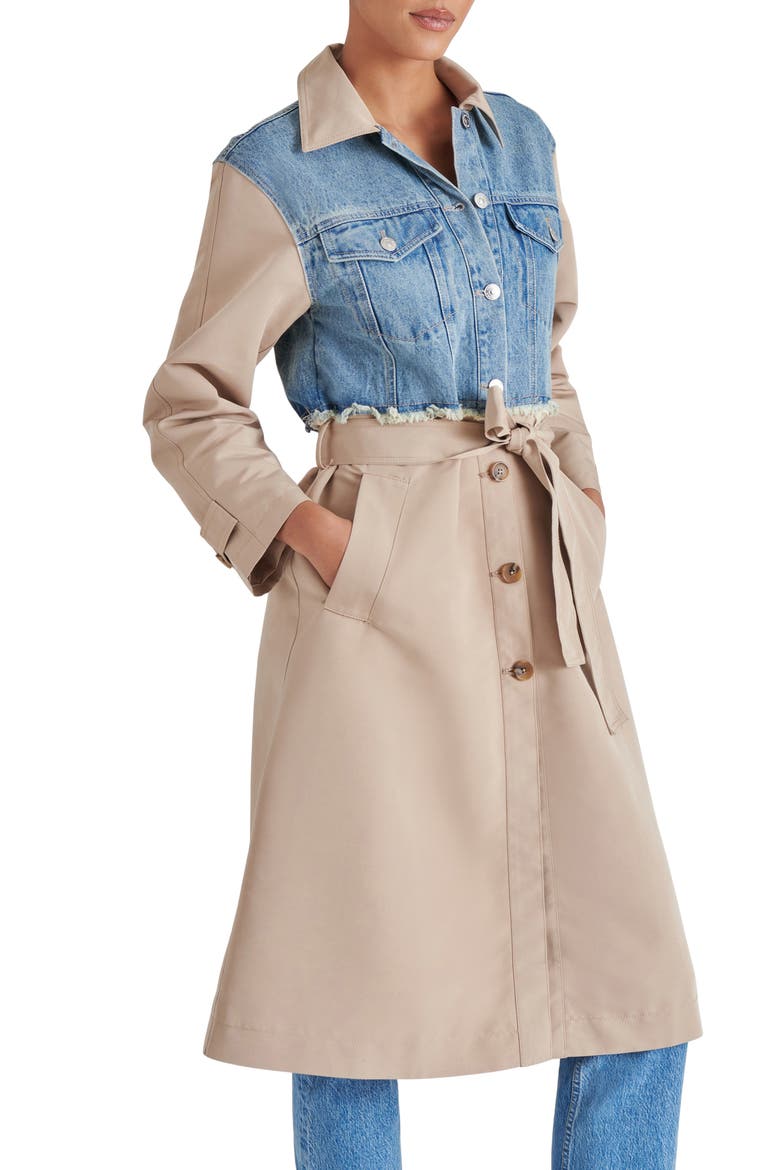 Soraya Mixed Media Coat, Alternate, color, DENIM MULTI