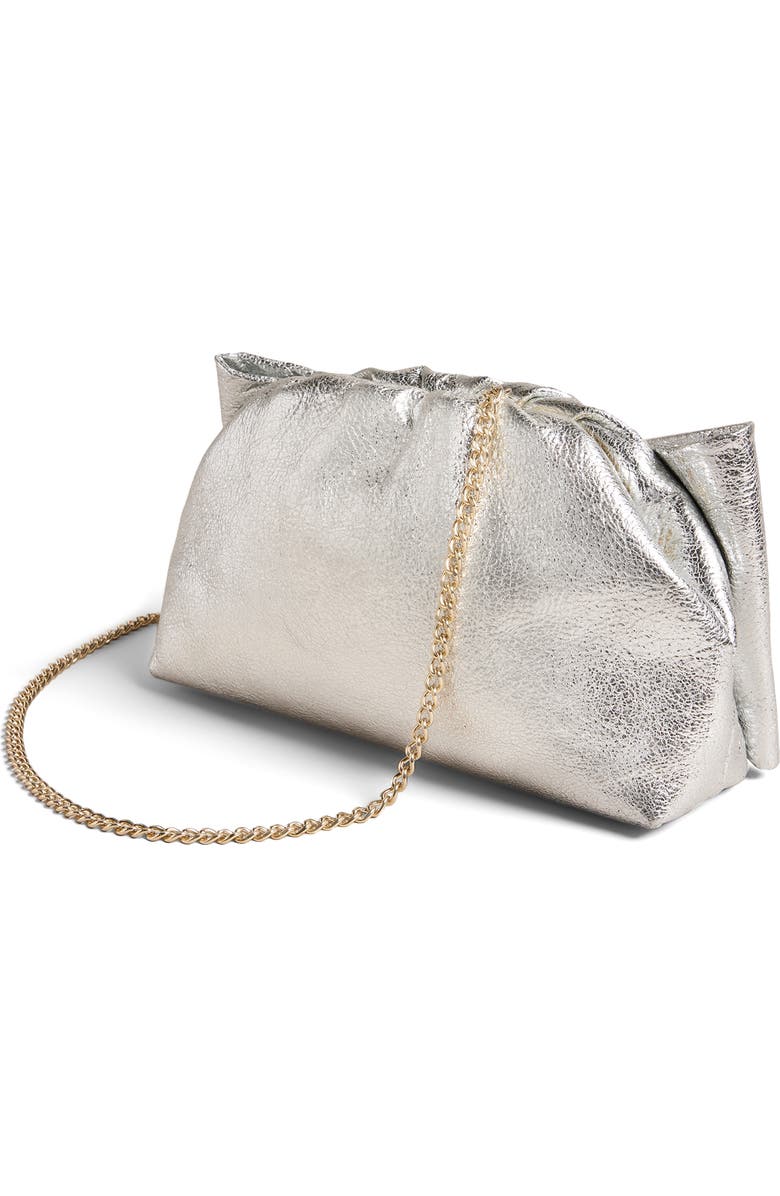 Ted Baker London Nisnia Bow Metallic Leather Clutch, Alternate, color,