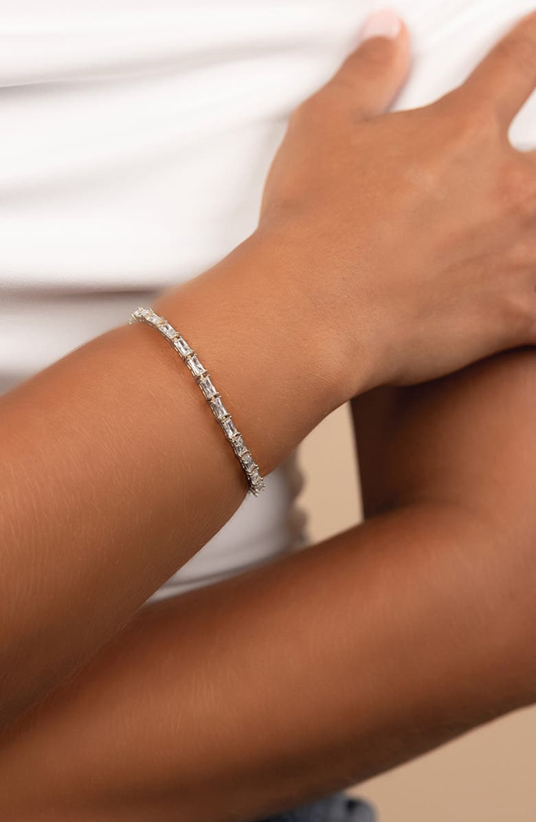 Sterling Forever Blanche Cubic Zirconia Tennis Bracelet, Alternate, color, Silver