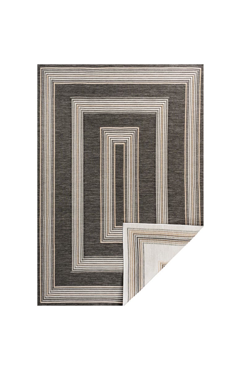 JONATHAN Y Argo Classic Nautical Mitre Stripe Reversible Machine-Washable Indoor/Outdoor Area Rug, Main, color, Black/Cream