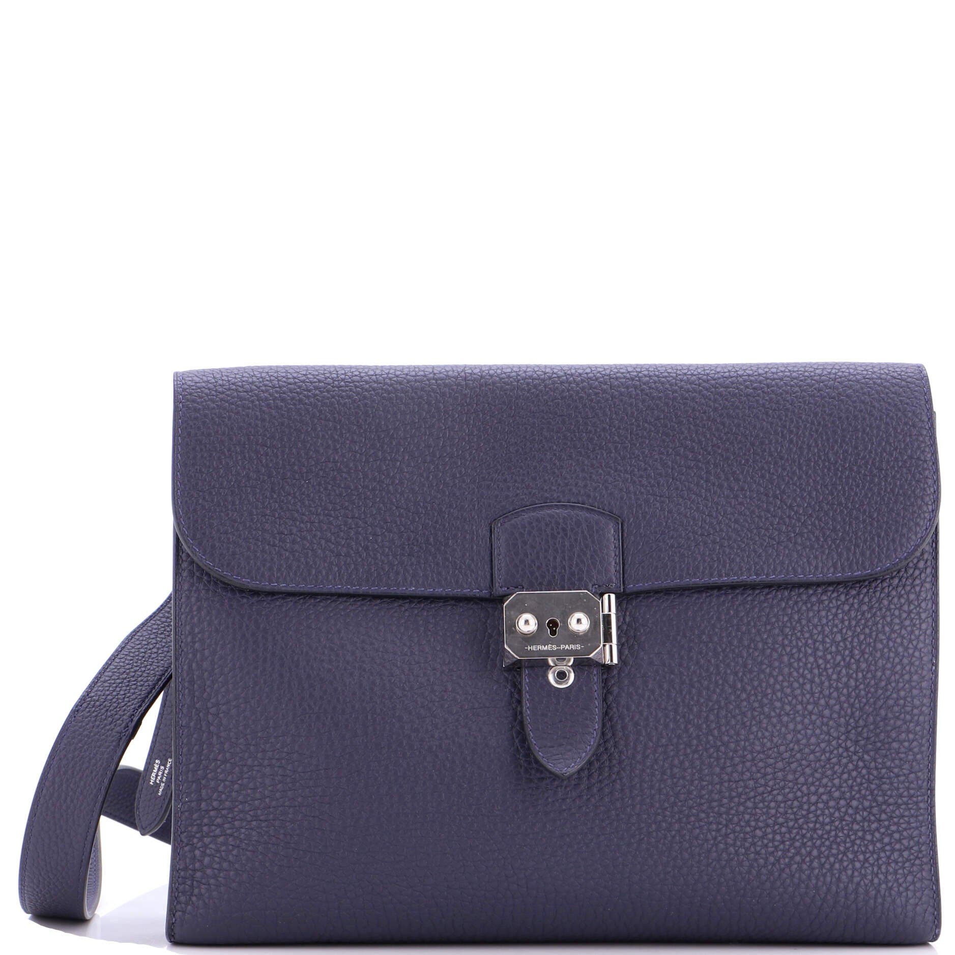 Pre-Owned Hermes Sac a Depeches Messenger Bag Togo 29, Main, color, Bleu Nuit