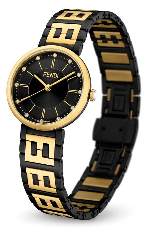 Fendi Two-tone Diamond-embellished Swiss Watch With Folding Clasp In Metallic