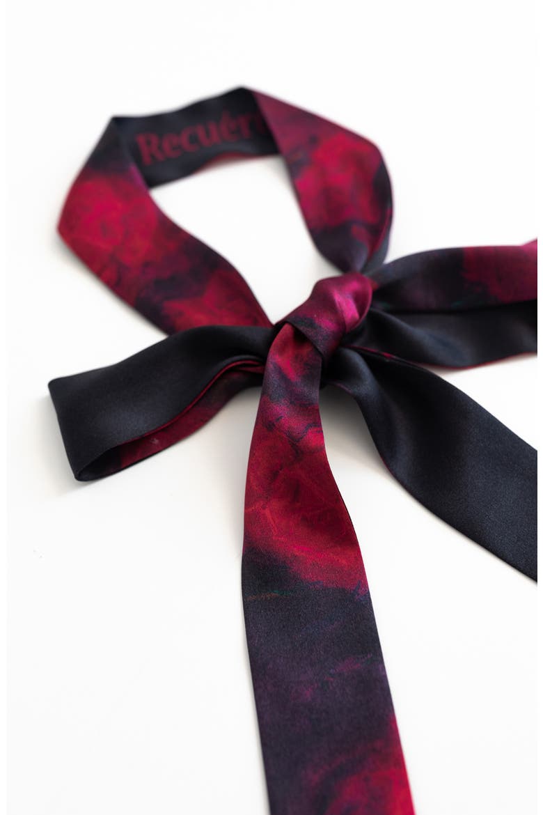 La Rosa Skinny Silk Scarf, Alternate, color, RED