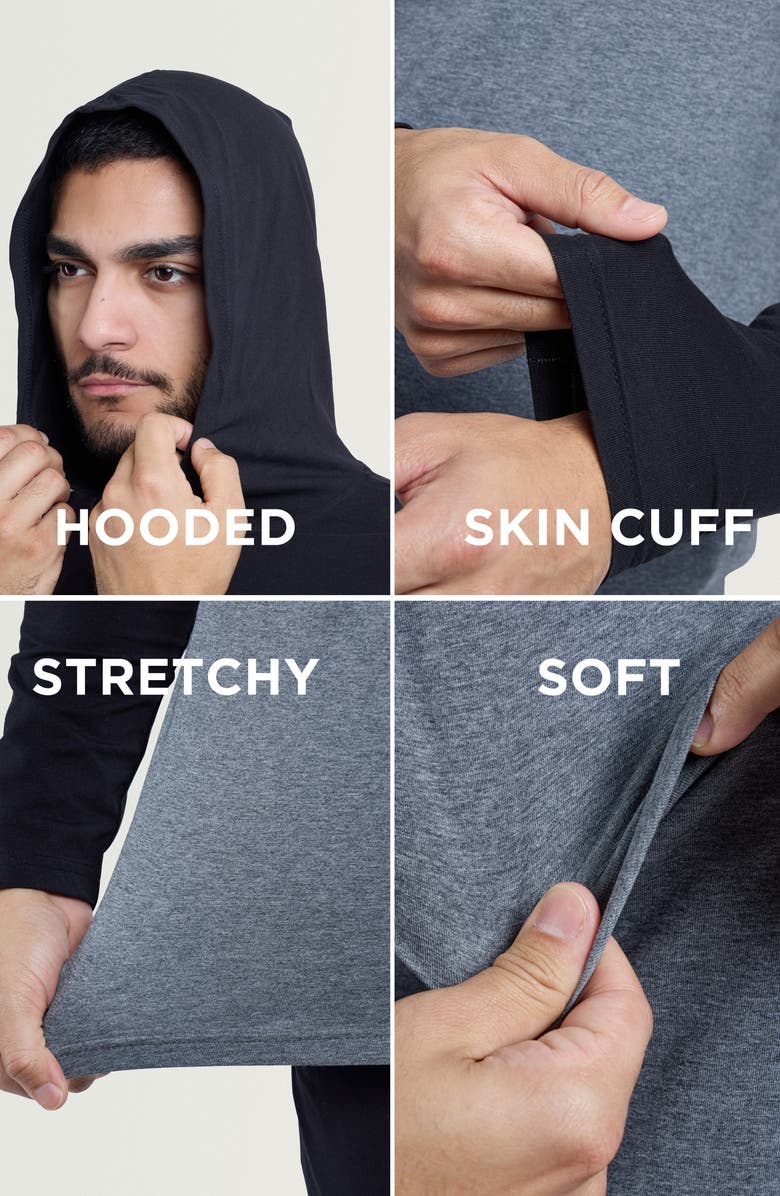 XRAY Colorblock Hooded Sweatshirt, Alternate, color, Black/ Heather Charcoal