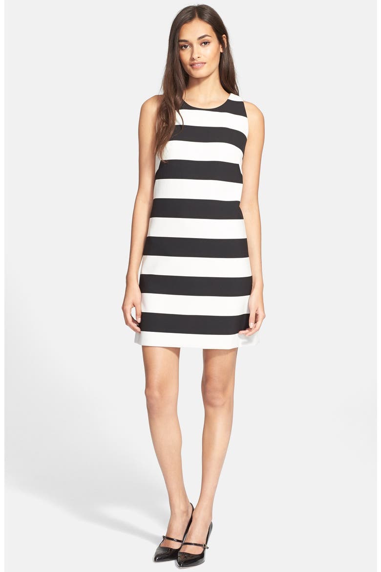 Stripe A-Line Dress, Main, color, BLACK/ IVORY