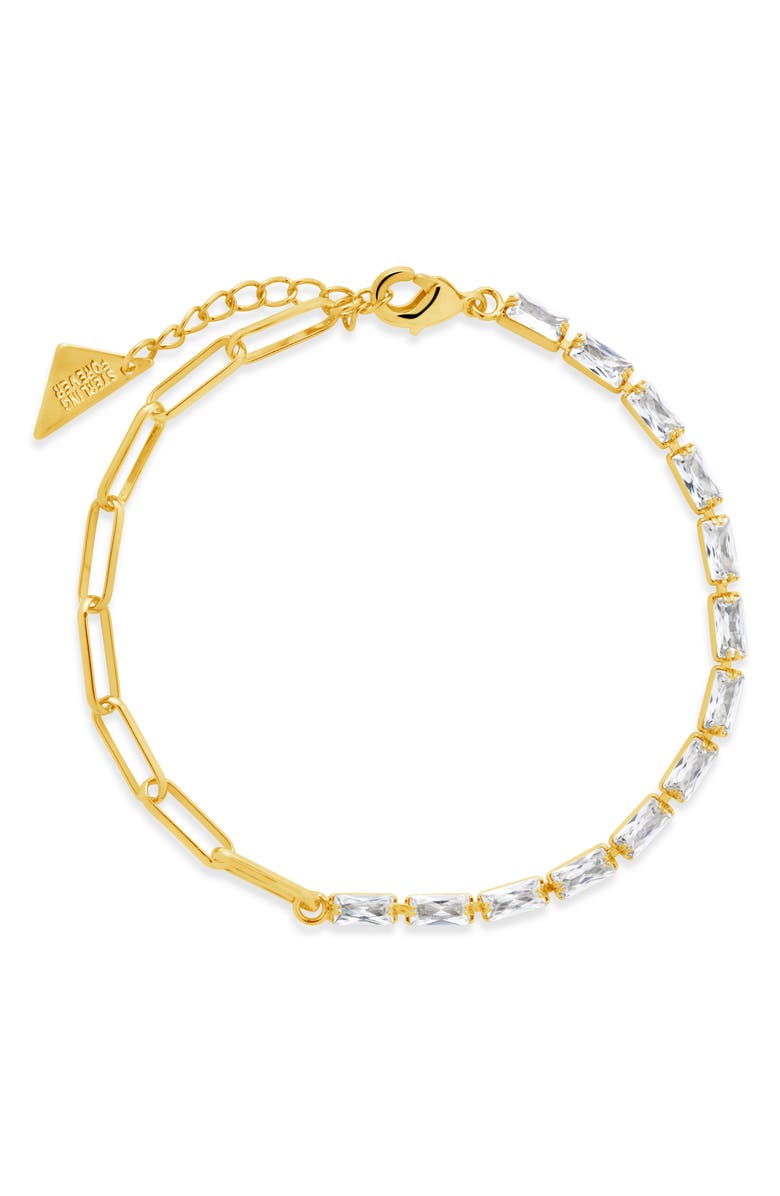 Sterling Forever Hunter Cubic Zirconia Tennis Bracelet, Alternate, color, Gold