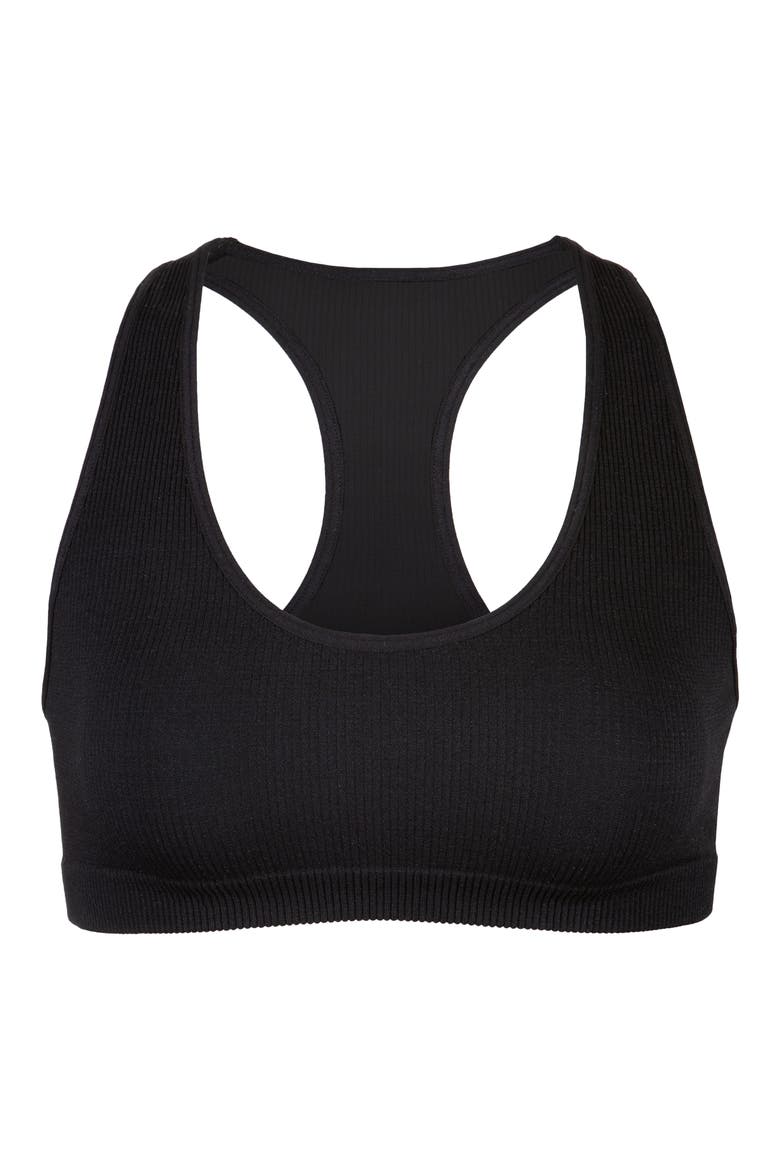The Seamless Racerback Bralette, Alternate, color, JET BLACK