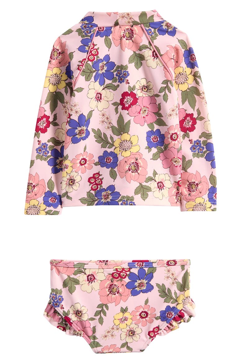 Ruffle Long Sleeve Two-Piece Rashguard Swimsuit, Alternate, color, NEW FLORAL