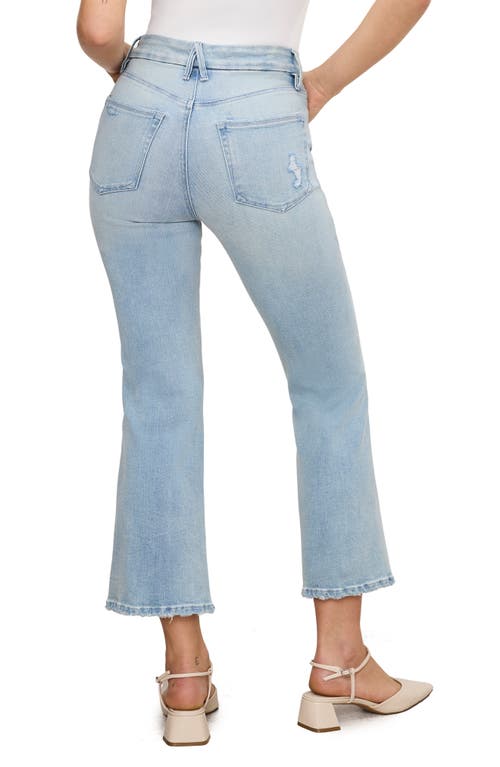 GOOD AMERICAN GOOD AMERICAN SOFT-TECH GOOD LEGS HIGH WAIST DISTRESSED CROP MINI BOOTCUT JEANS 