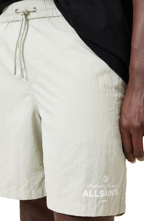 Allsaints Soleil Slim Fit 6.2 Swim Trunks In Slate Green