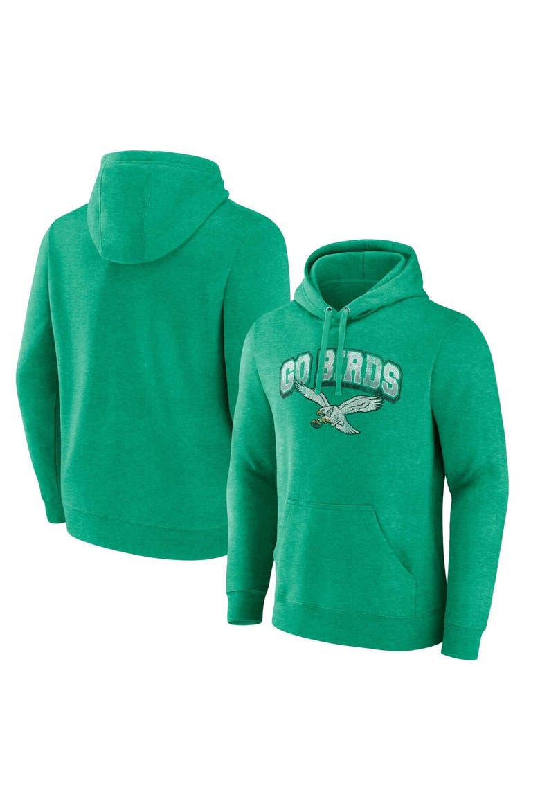 Men's Fanatics Branded Kelly Green Philadelphia Eagles Gridiron Classics Go Birds Vintage Arch Pullover Hoodie, Alternate, color, Kelly Green