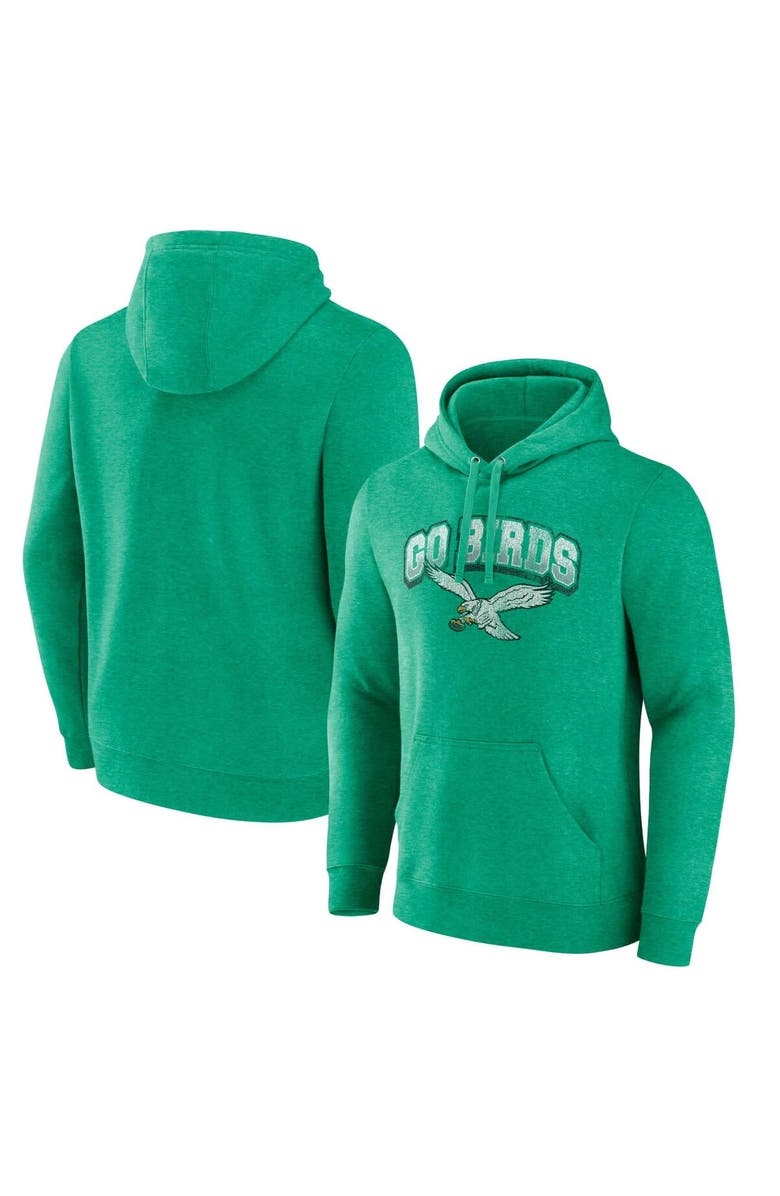 FANATICS Men's Fanatics Branded Kelly Green Philadelphia Eagles Gridiron Classics Go Birds Vintage Arch Pullover Hoodie, Alternate, color, Kelly Green