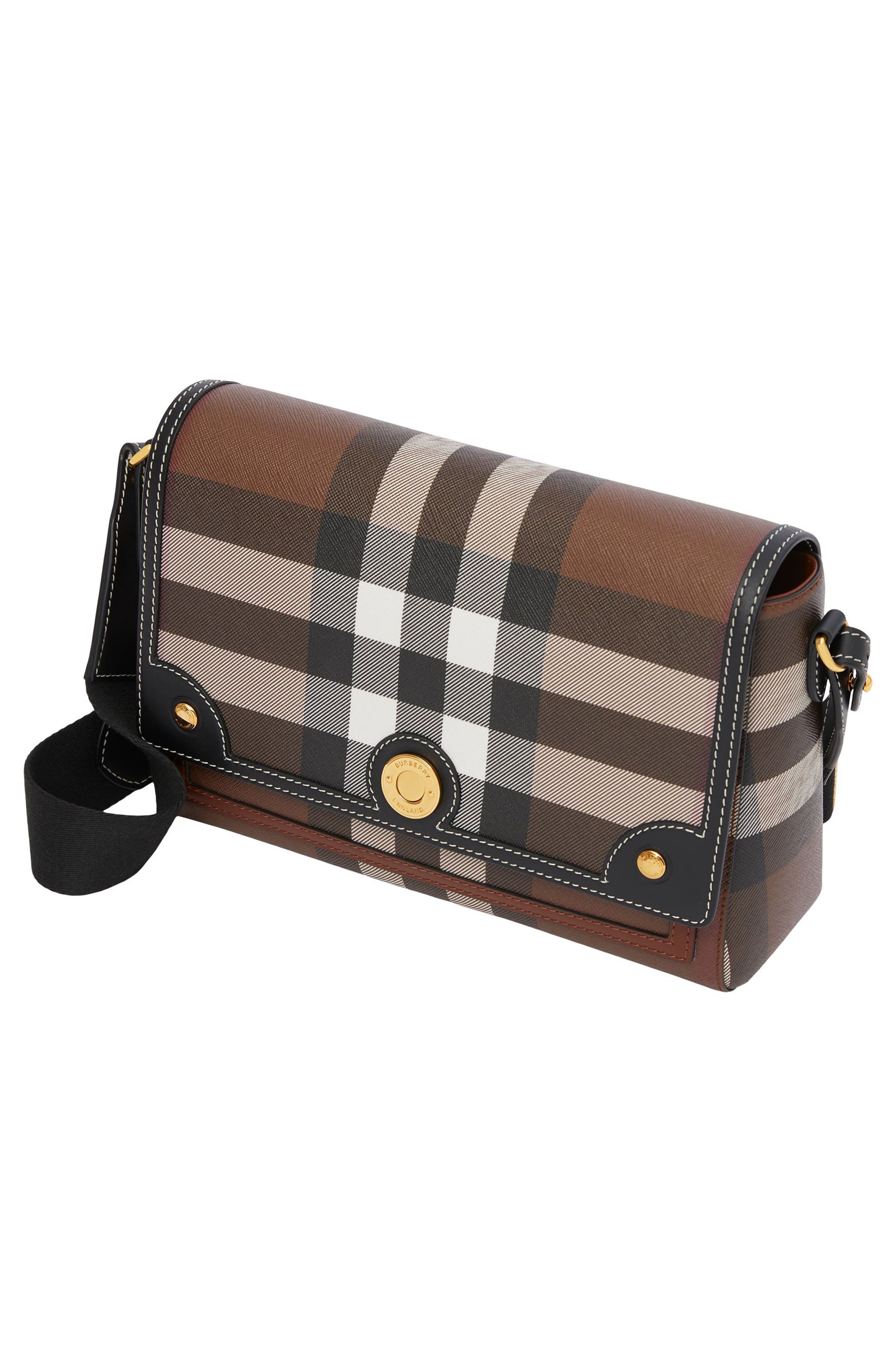 Burberry Medium Note Check & Leather Crossbody Bag, Alternate, color, 