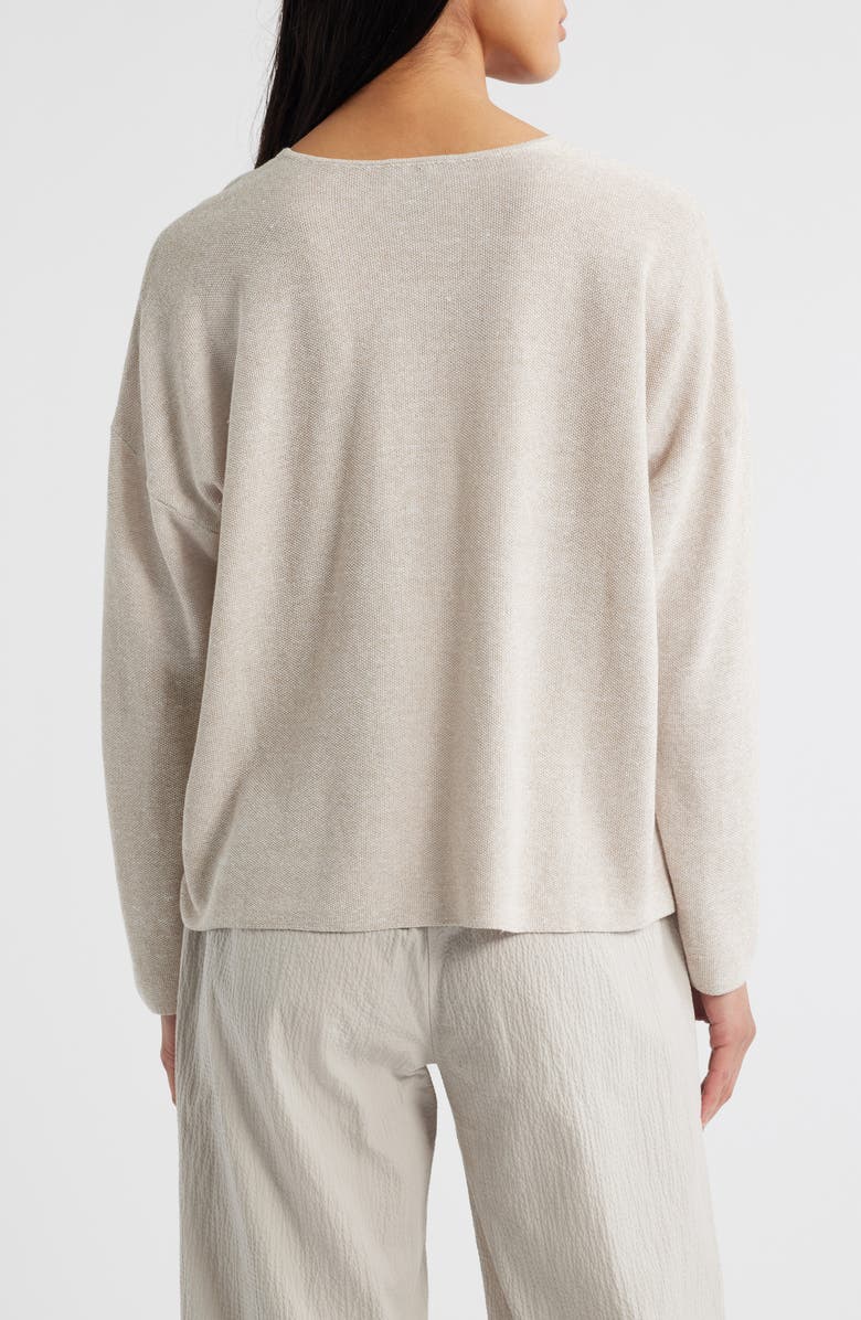 Eileen Fisher Organic Linen & Organic Cotton V-Neck Sweater, Alternate, color, Undyed Natural