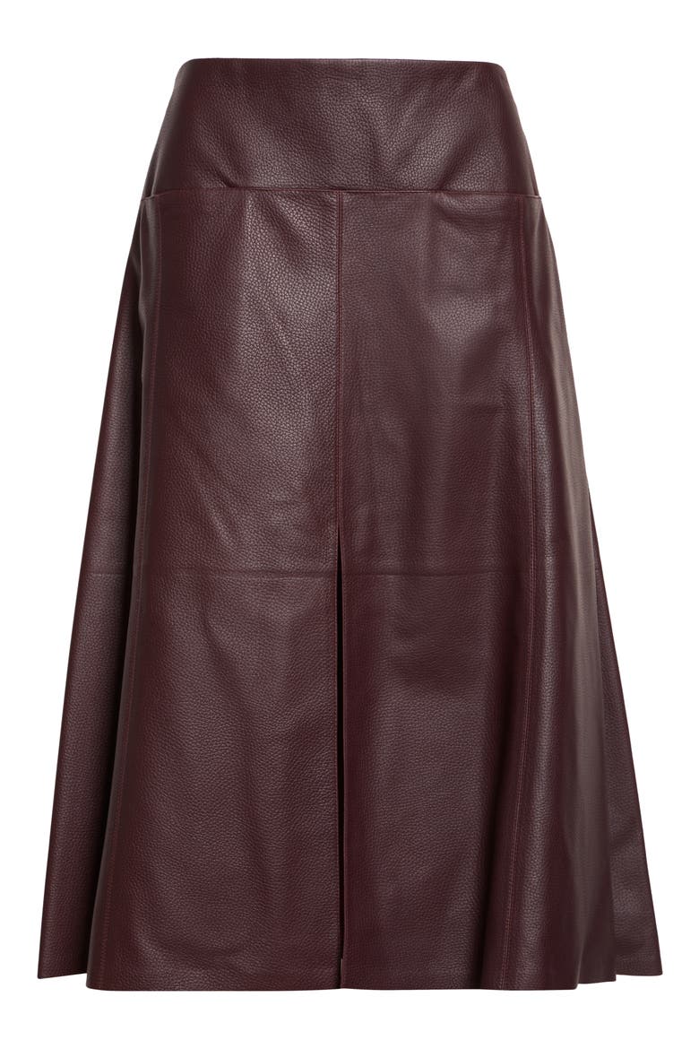 Slit Leather Skirt, Main, color, PRUNE