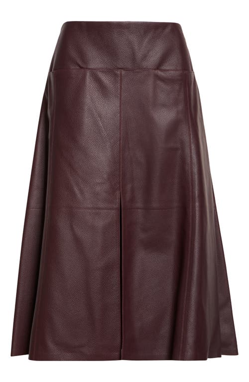 Alaïa Slit Leather Skirt In Brown