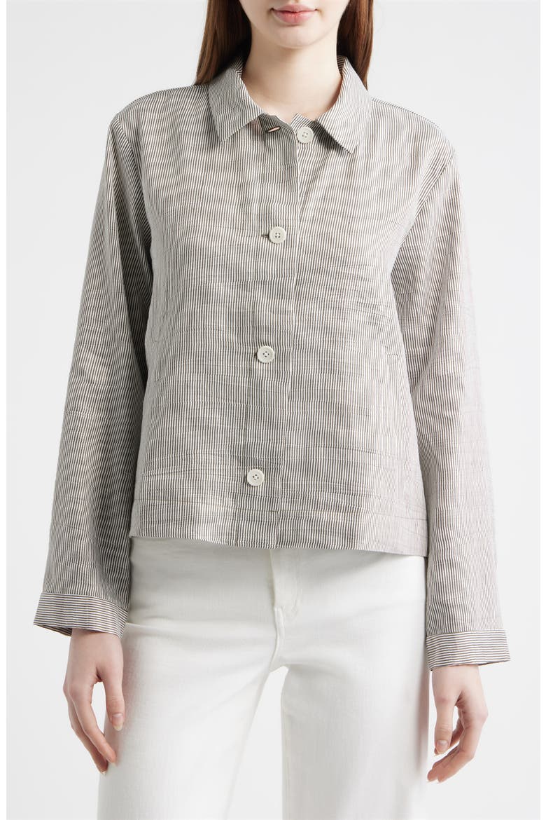 Linen Blend A-Line Jacket, Alternate, color, WREN