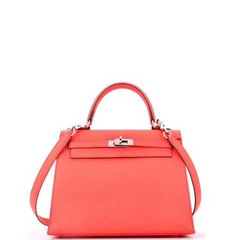 Kelly Handbag Pink Epsom with Palladium Hardware 25