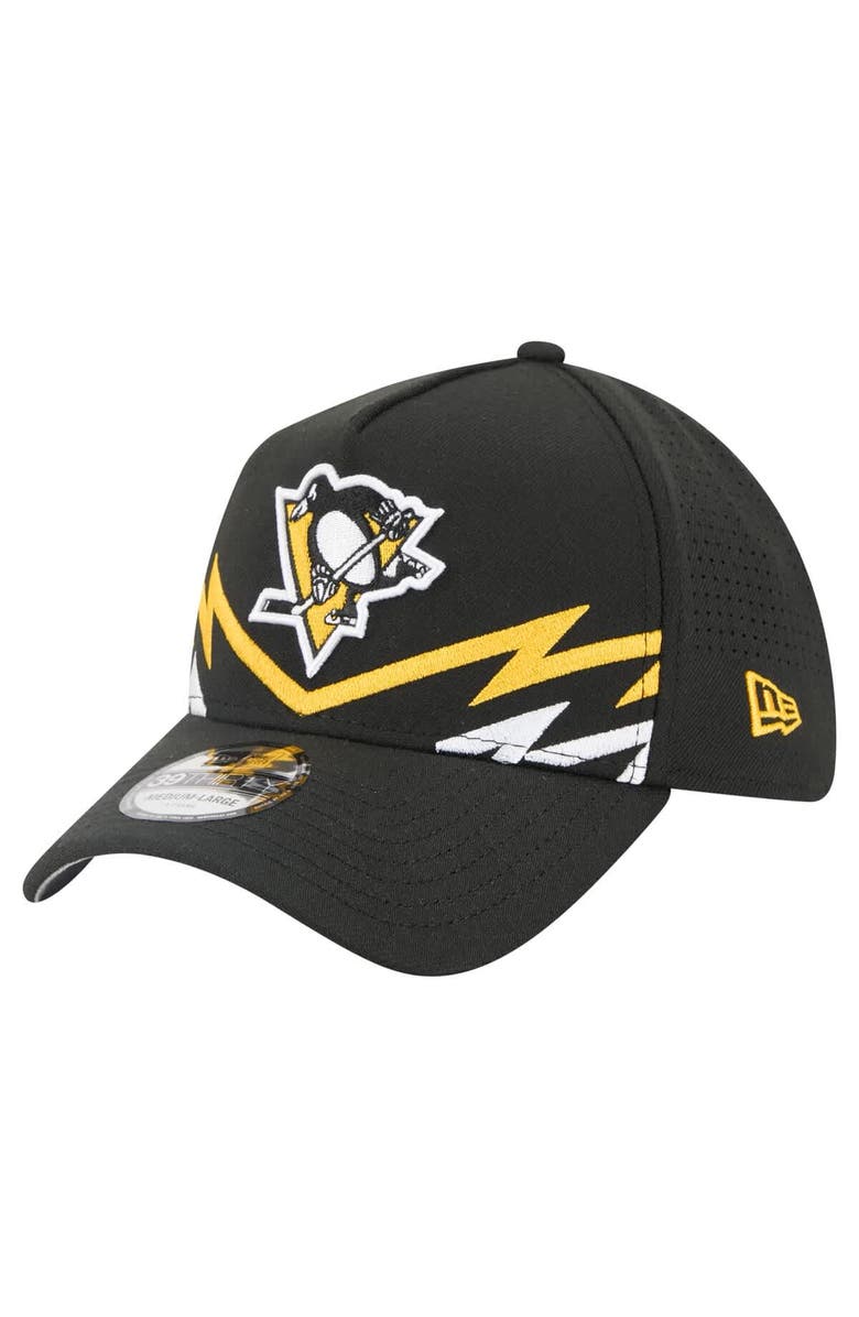 New Era Men's New Era Black Pittsburgh Penguins 39THIRTY A-Frame Perforated Flex Hat, Main, color, Black