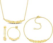 DELMAR Beaded Citrine Hoop Earrings, Bracelet & Necklace Set