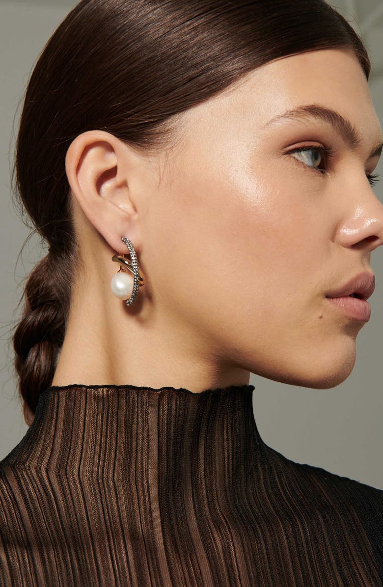 DEMARSON Waverly Freshwater Pearl Drop Earrings, Alternate, color, Gold/ Silver