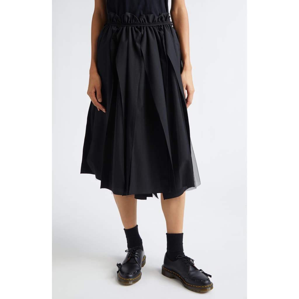Tao Comme des Garçons Yarn Dyed Gabardine & Tulle Midi Skirt in Black  product