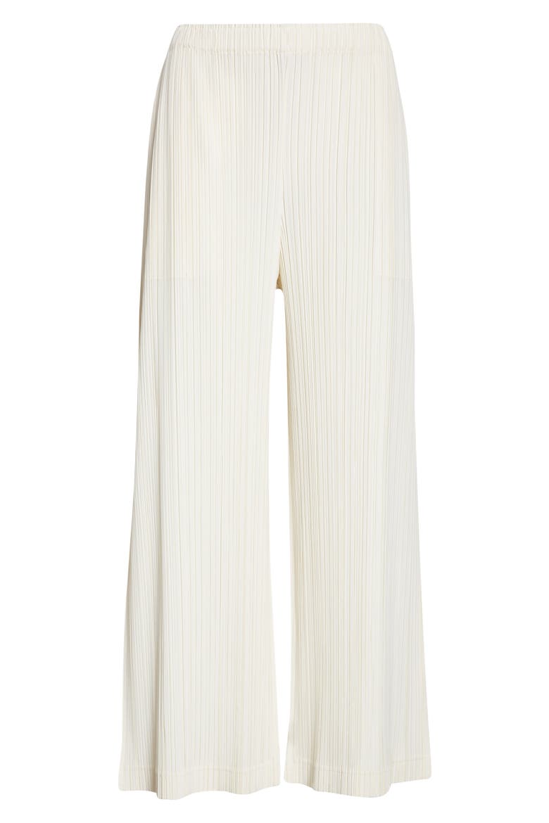 Opaque Pleated Crop Wide Leg Pants, Alternate, color, OFF WHITE