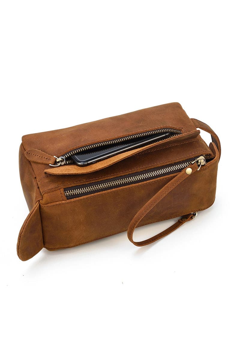 Dado Leather Dopp Kit | Handmade Leather Toiletry Bag, Alternate, color, Brown